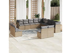 13-piece garden furniture set with cushions, beige woven resin MCOW21633