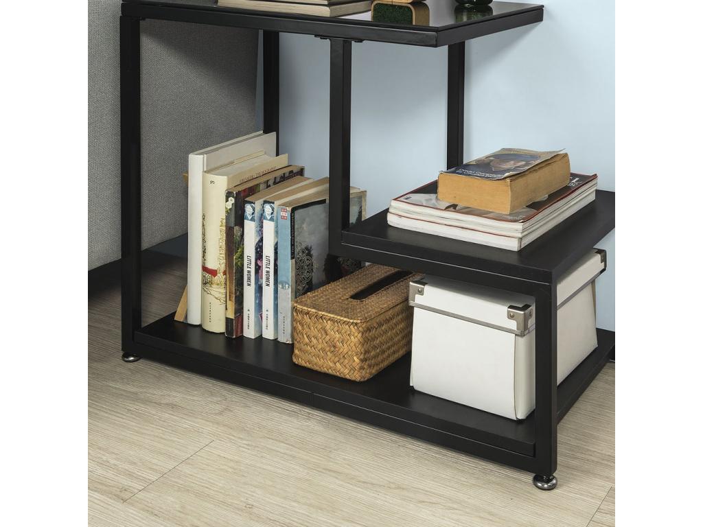 End Table/Side Table/Coffee Table with 3 Storage Shelves - Zensova Fbt65-sch ZXSN48690