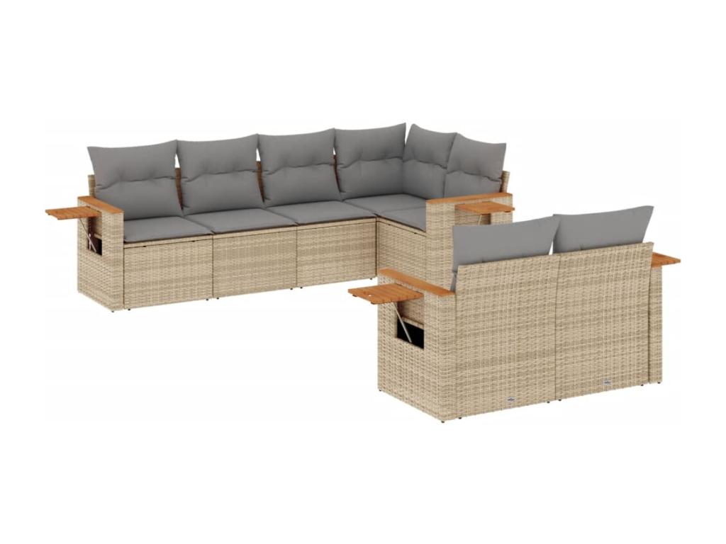 Garden furniture set with cushions, 7 pieces, grey woven resin AYVK57030