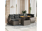 Garden furniture set with cushions, 7 pieces, grey woven resin UAIT00897