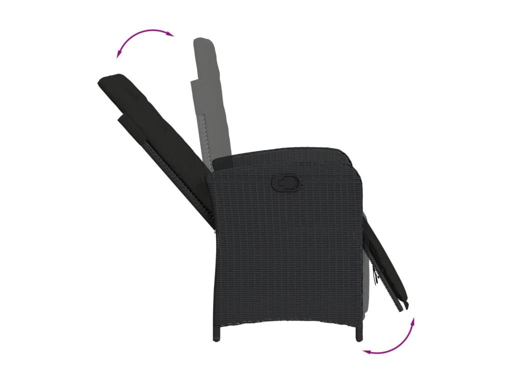 7-Piece Garden Dining Set with Cushions, Black Wicker Resin DQRM78343