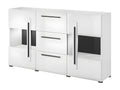 Zensova 180cm sideboard with two partially glazed doors and three drawers - White color TPNT61690