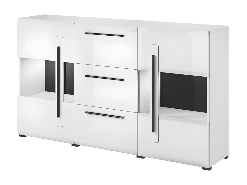 Zensova 180cm sideboard with two partially glazed doors and three drawers - White color TPNT61690
