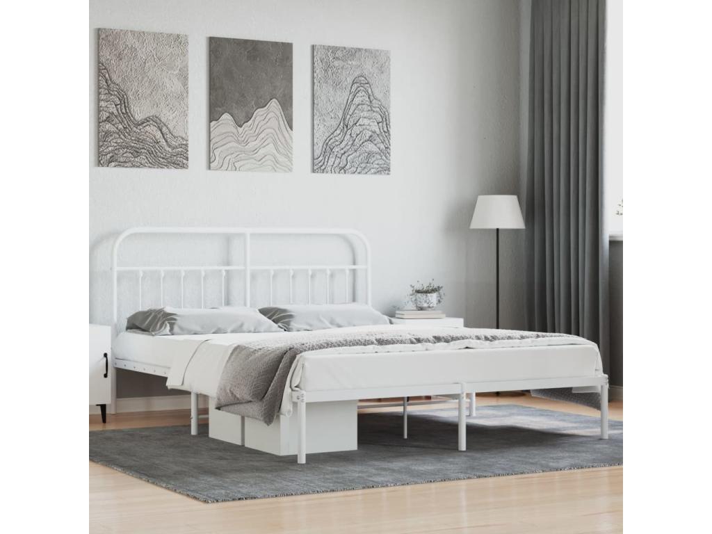 Metal bed frame with white headboard 183x213 DSYT64333