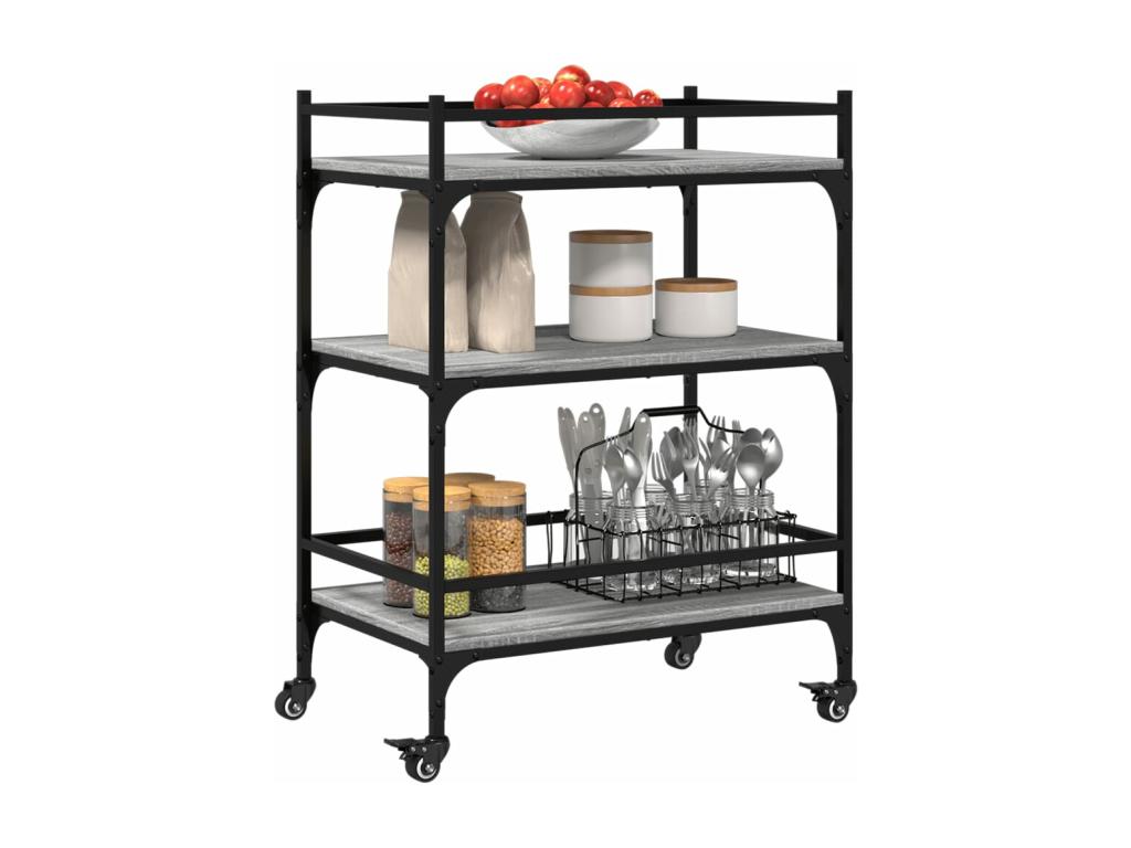 Grey kitchen trolley 65x40x86.5 engineered wood GTUV67533