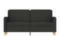 2-seater sofa, black, 140 cm, fabric, MDJE35442