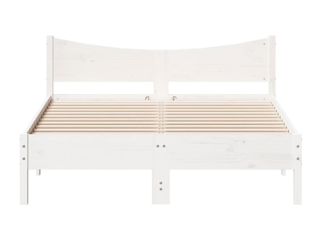White bed frame 140x200 solid pine wood TGXR55321