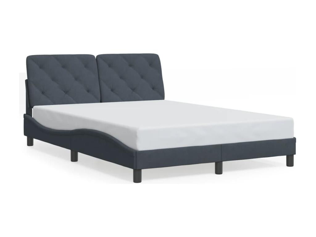 Bed frame with LED lighting, mattress not included, dark grey, 140x190cm, velvet CRVG08948