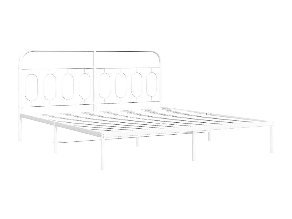 Metal bed frame with white headboard 183x213 cm WNQZ04047