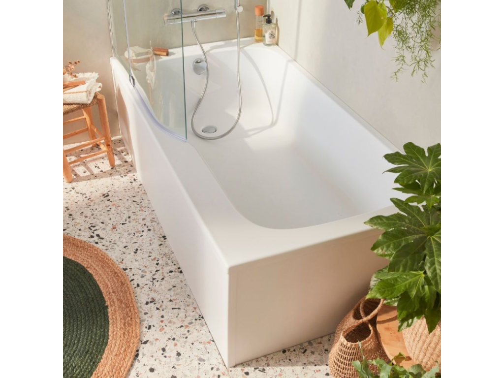 Lysvia 170x90 bath/shower pack, left-hand version, corner apron and bath screen BHMD59543