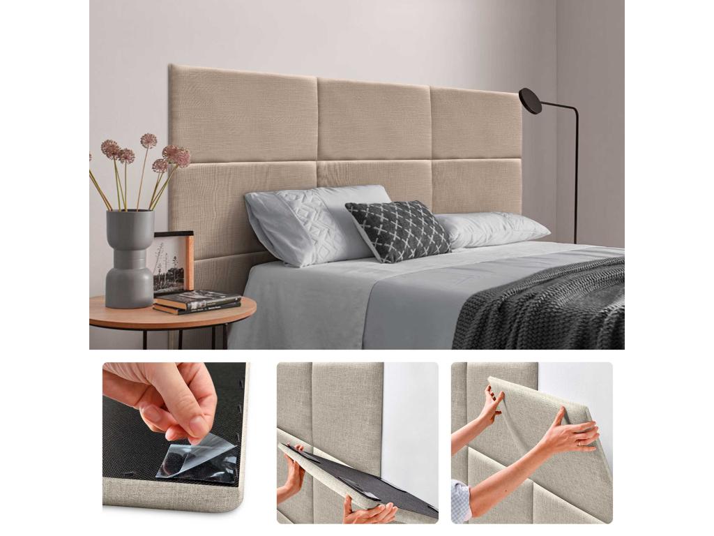 Elariva Set of 1 Self-adhesive Linen Wall Panel, Sound Absorption, Shock Protection and Headboards, Earth, 60x40cm x1 LBND65150