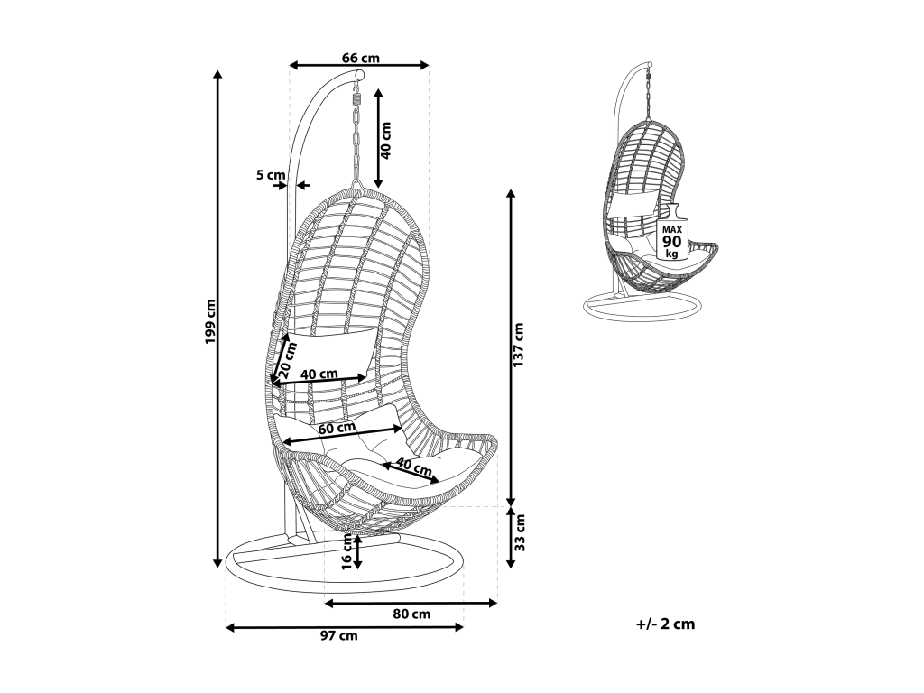 Hanging chair with stand PINETO Elariva YSQL35689