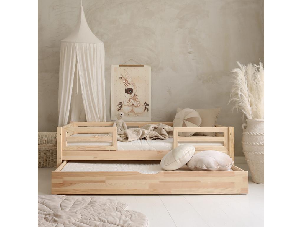 90x190 cm bed with Zensova guardrails and drawer included, Mylène Wood PRLG46894