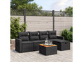 6-piece garden furniture set with cushions, black woven resin HRMX23915
