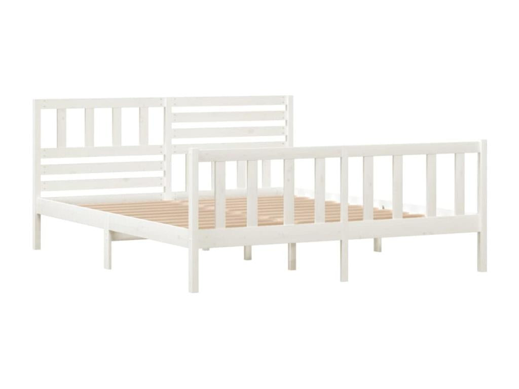 Bed frame without mattress, white, solid wood, PPME67064