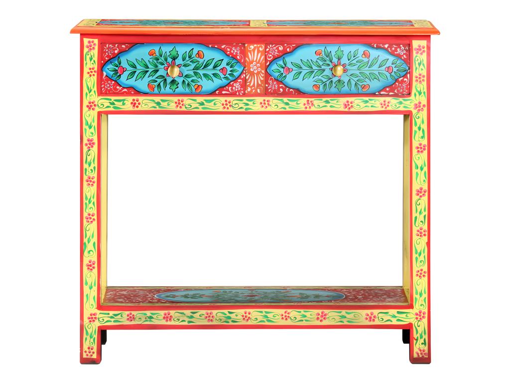 Hand-painted console table 80x35x75 cm Mango wood SQKQ15834