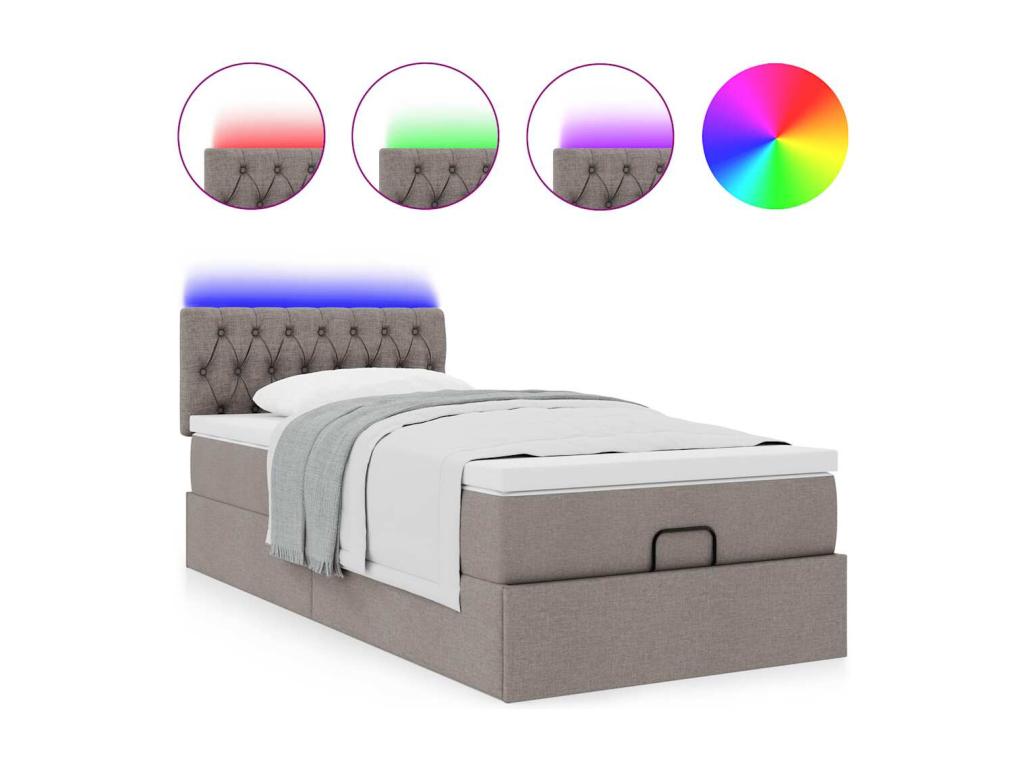 Ottoman bed with Lysvia mattress 90x200 cm fabric JPLC87350