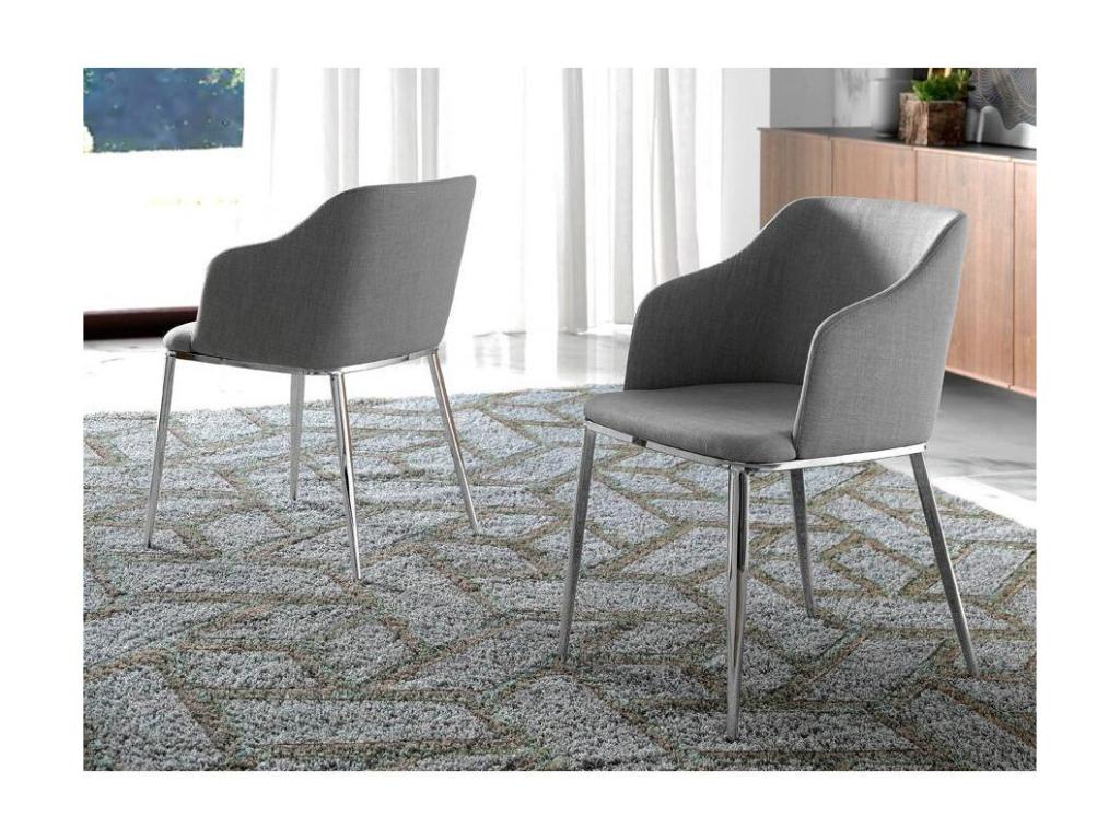 Zensova chair in grey with silver steel legs - Set of 2 - Colour Zensova 04 Beige GPSZ87165