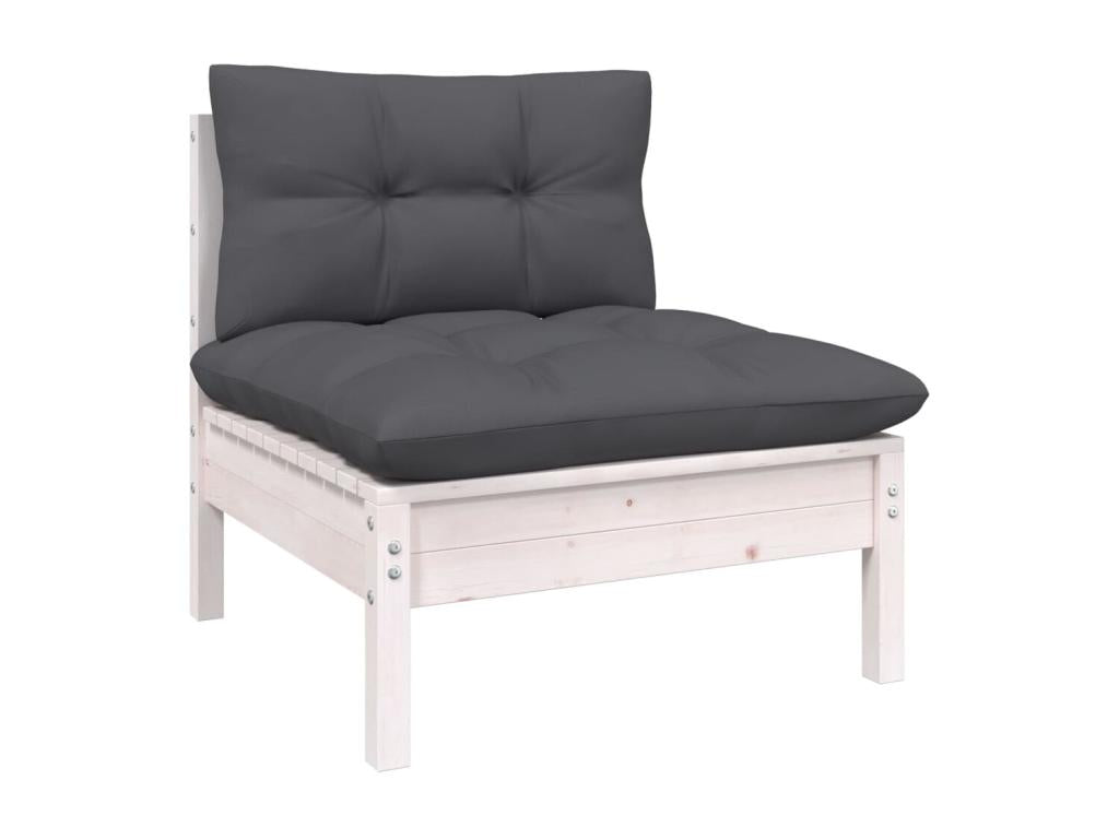 11-piece garden furniture set with cushions, white pine wood RBHY70928