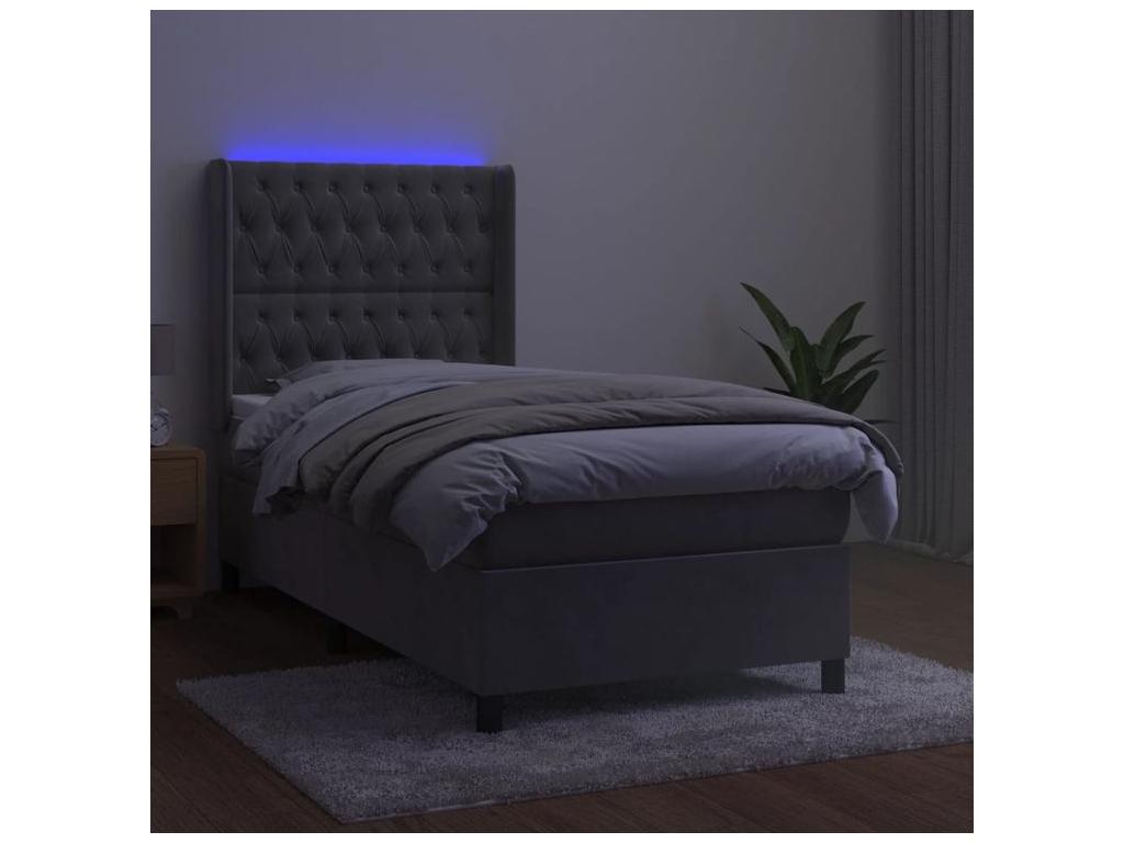 Zensova bed mattress LED Light Grey 90x190 Velvet IAID34112