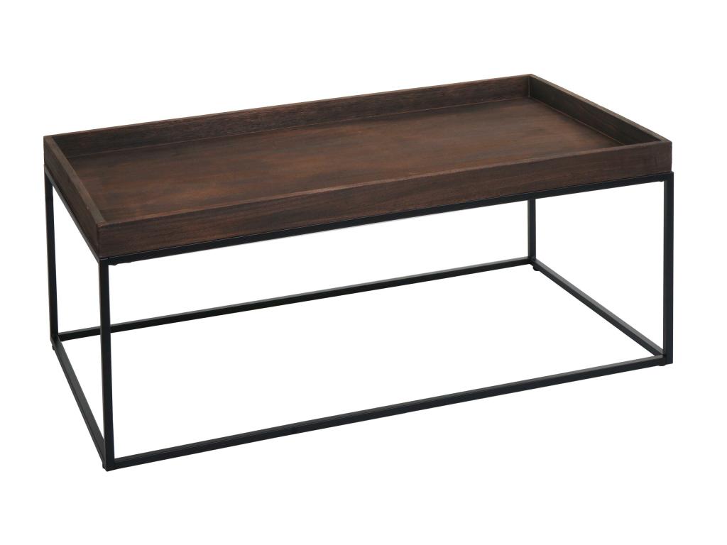 Elariva-K71 Coffee Table - Side Table - Solid Wood and Metal 46x110x60cm - Dark Brown FMWZ63945
