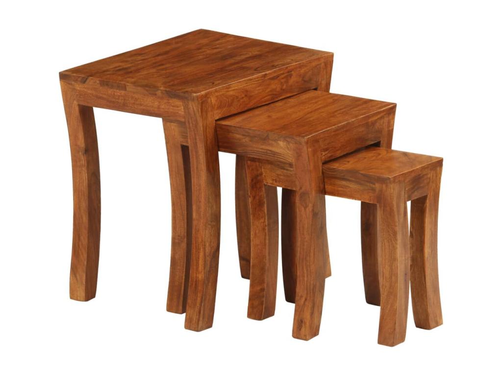 Nesting tables, 3 pieces, Zensova solid wood, 50x35x50 cm, Brown, PCPP87557