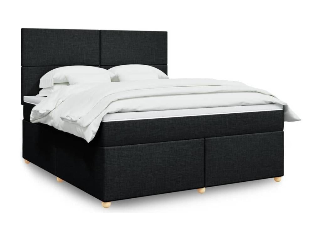 Bed base with mattress, black, 180x200 cm, fabric KXNC17753
