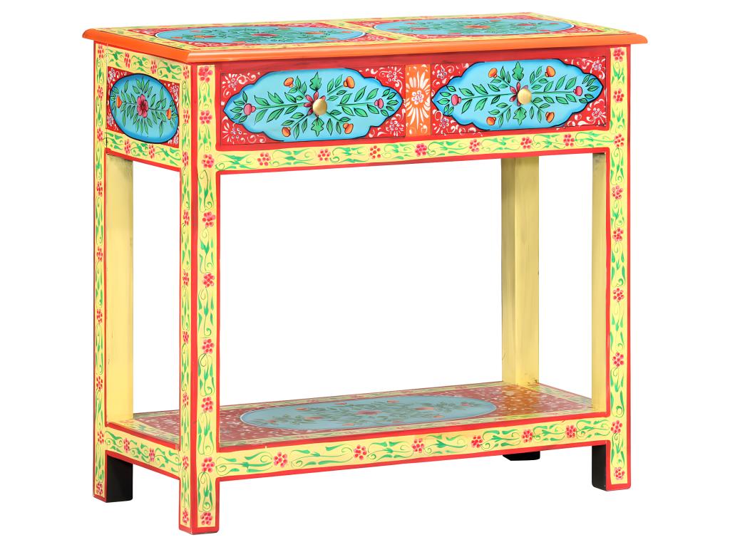 Hand-painted console table 80x35x75 cm Mango wood SQKQ15834