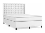 Bed base with mattress, white, 140x190 cm, faux leather, THMC12442