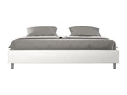 Upholstered bed without a slatted base, 180x210 cm, white faux leather, Lumenao HOVZ06893