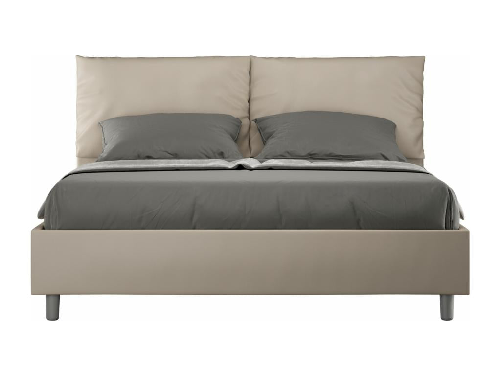 Modern adult bed with faux leather upholstered cushions, Elariva - White - 80x190 BAOP18459