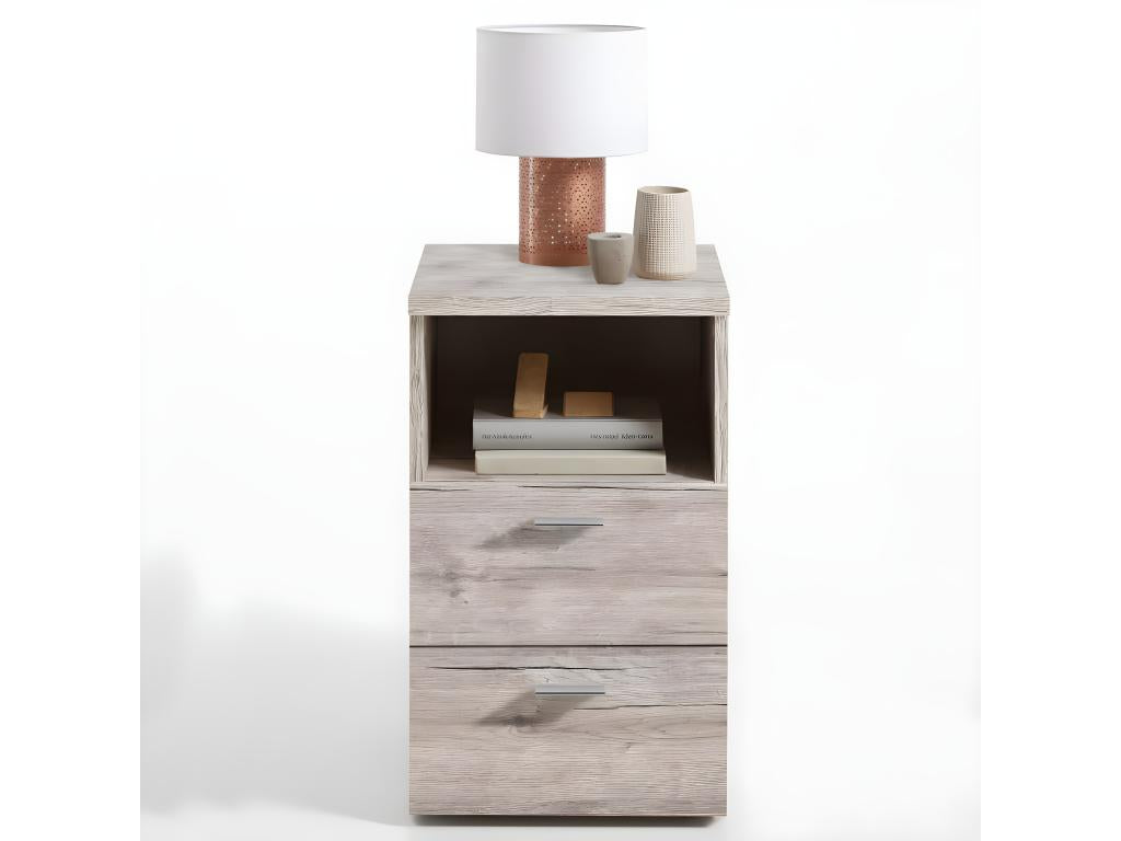 Bedside Table with 2 Drawers, 61cm, Sand Oak, WKFL53942