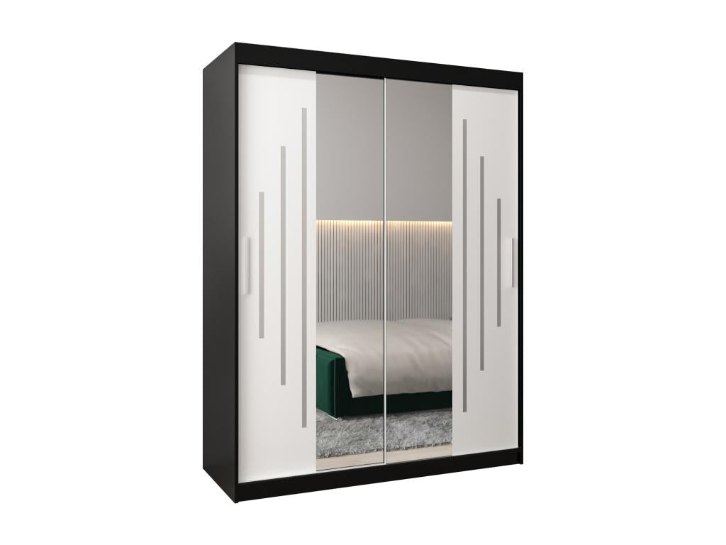 Wardrobe 1 with sliding doors 200/150/62 2 Doors Black/White OUKE51470