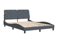 Bed frame with LED lighting, mattress not included, dark grey, 140x190cm, velvet CRVG08948