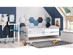 Zensova - Single bed 160x80 with graphic design for children, in a set with guardrail, mattress and frame HQHP16648