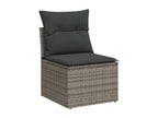 9-piece garden furniture set with grey resin wicker cushions LKSA19071