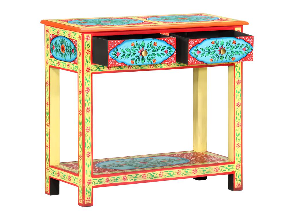 Hand-painted console table 80x35x75 cm Mango wood SQKQ15834
