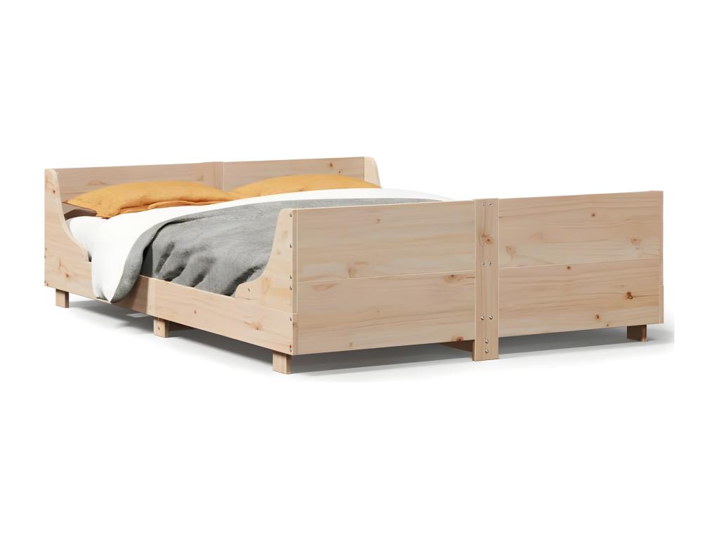 Bed frame with headboard 140x200 cm solid pine wood ZJFD06453