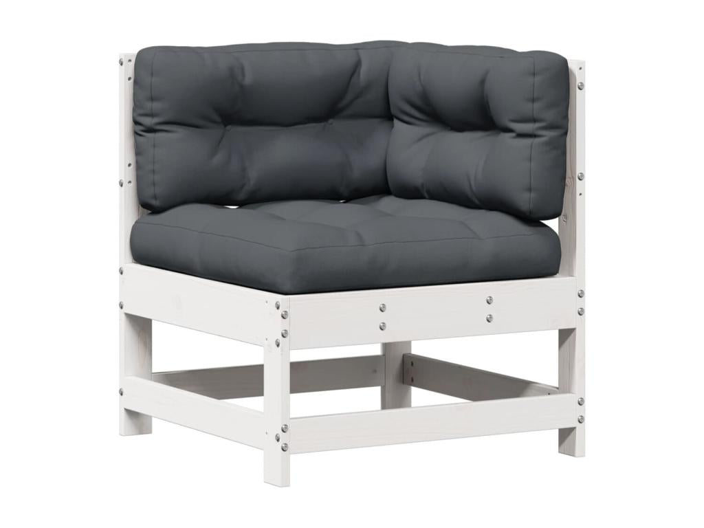 4-piece garden furniture set with cushions, white, solid pine wood LIYK81610