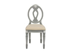 Set of 2 Wooden Chairs with Grey Fabric Seats - Lumenao NVEI48626