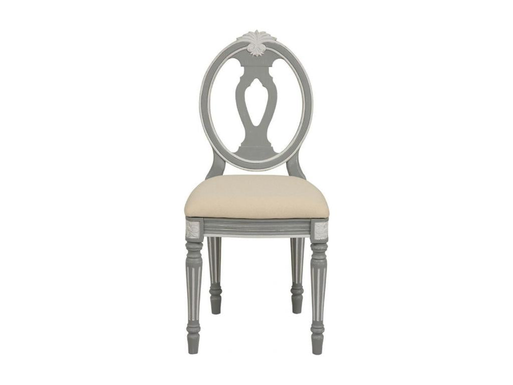 Set of 2 Wooden Chairs with Grey Fabric Seats - Lumenao NVEI48626
