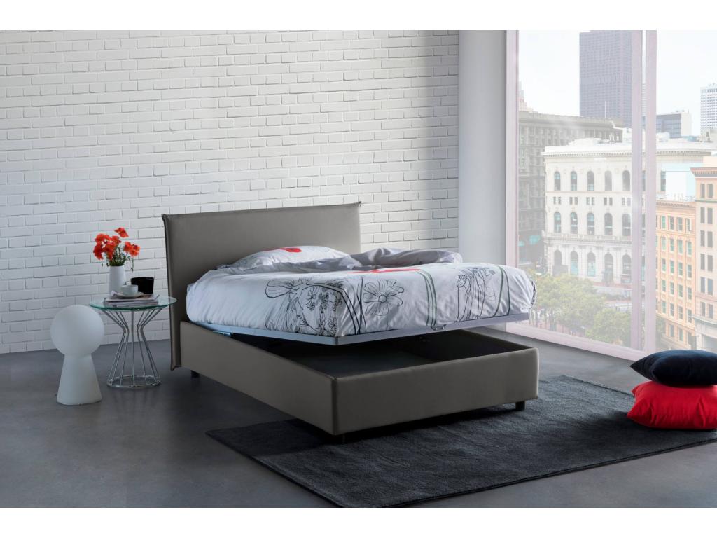 Zensova double bed with storage, upholstered in Zensova fabric, Made in Italy, front opening, with 120x190 cm mattress included, Grey AGXO08098