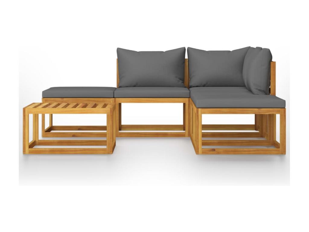 6-piece garden furniture set with cushions Zensova solid wood YJUB52856