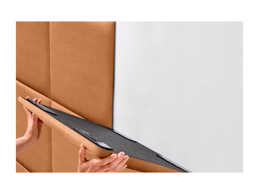 Elariva Upholstered Headboard in Natural Linen, Composed of Interchangeable Self-Adhesive Panels for Luxury Upholstered Bedroom, 140 cm OQPW52060