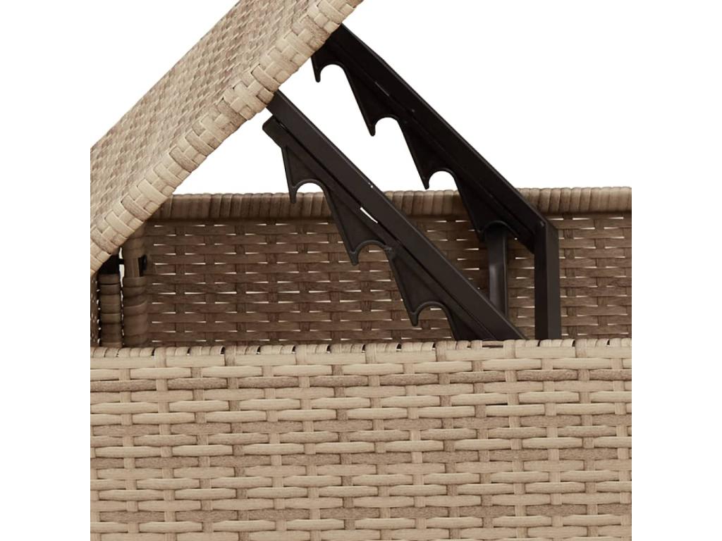 Garden stool with beige cushion 55x55x37 woven resin KTGM29864