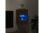 Wall-mounted TV unit with Zensova LED lighting, brown oak finish, 40x30x60.5 cm, IMUL37121