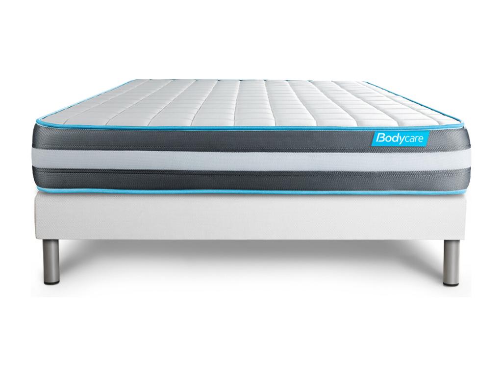 BodyForm 180x200 Memory Foam Mattress Set with 3 Zones and White Slatted Base DPQE08709