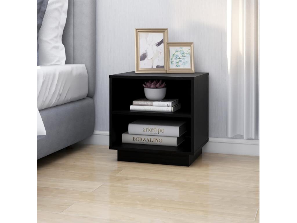 2-piece bedside tables, black, 40x34x40 cm, solid pine wood, AEXQ06810