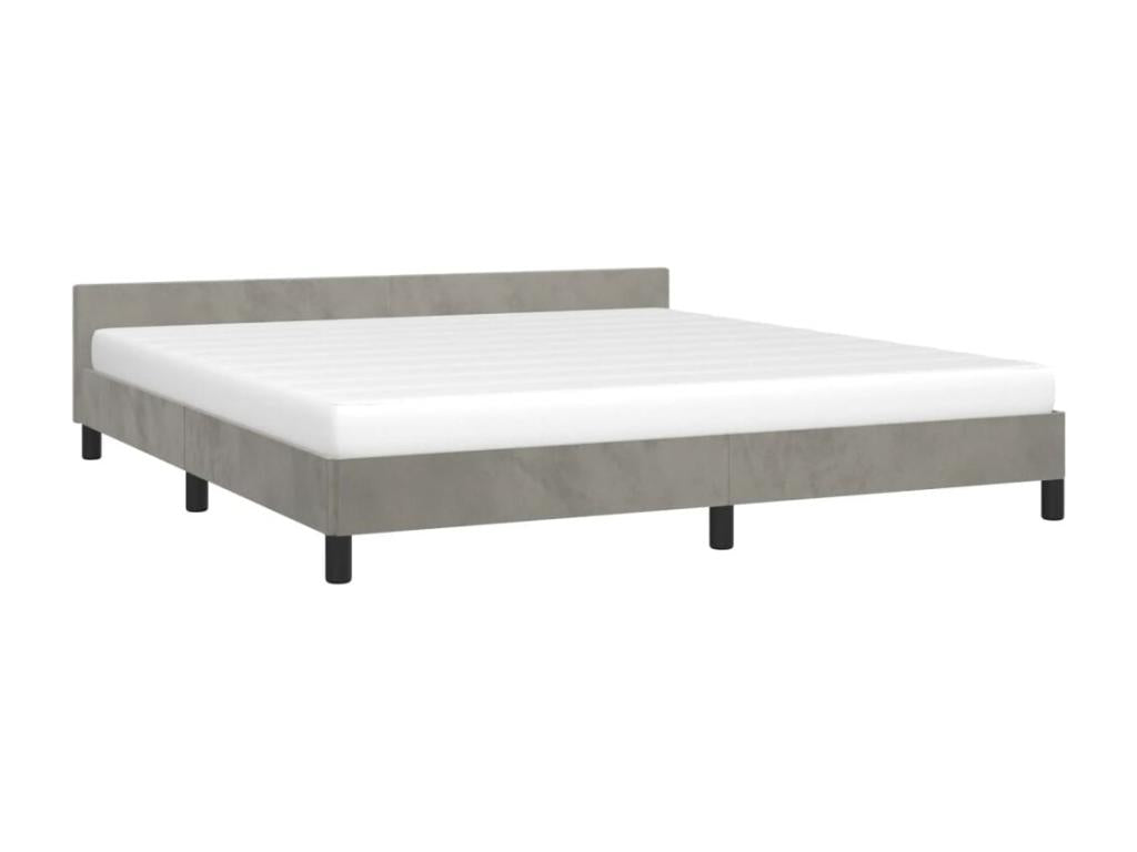 Bed frame with headboard, light grey, 160x200 cm, velvet, SETJ19166