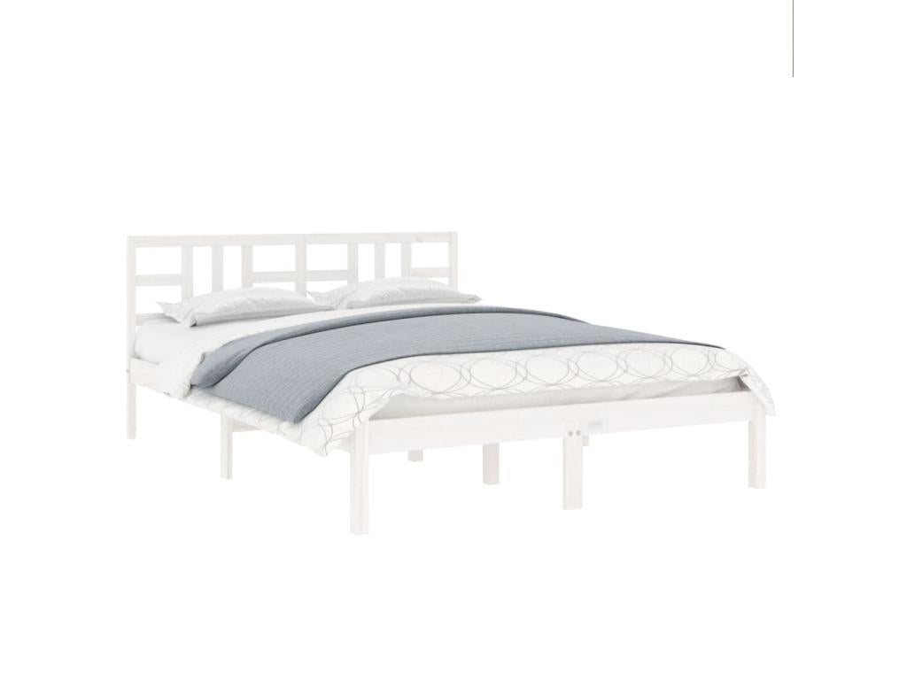 Bed frame White Solid pine wood 140x190 cm HBTW81499